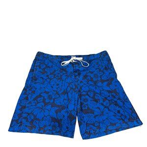 Merona Mens Blue Floral Swim Trunks Size Large